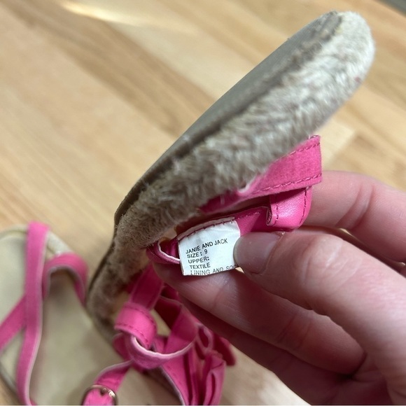 Janie & Jack Ruffle Back Sandals Sz 9 Pink Girls Toddler Espadrille Open Toe - Picture 5 of 5